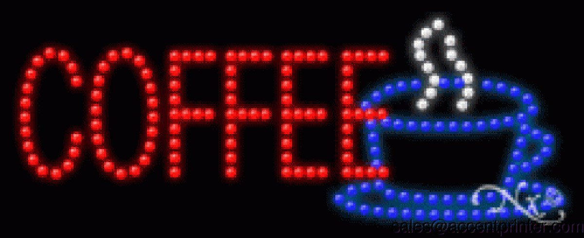 Energy Efficient LED Coffee Sign - Flashing & Animated Bar Cafe Decor for Coffee Shops, Restaurants, and Home Use