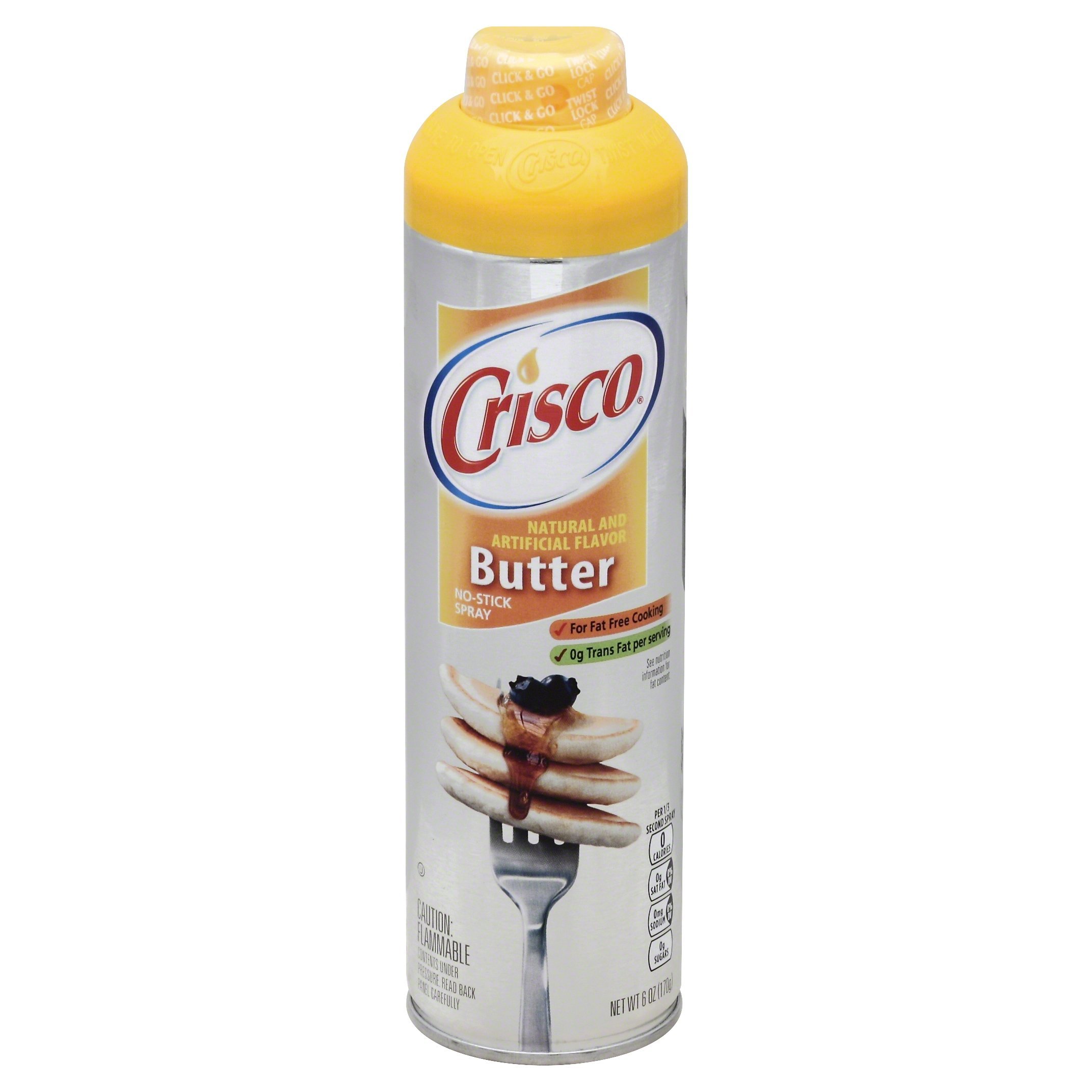Crisco No-Stick Butter Cooking Spray - 6 oz Can for Baking, Grilling & Frying | Non-Stick Oil Spray for Pans, Griddles & Bakeware