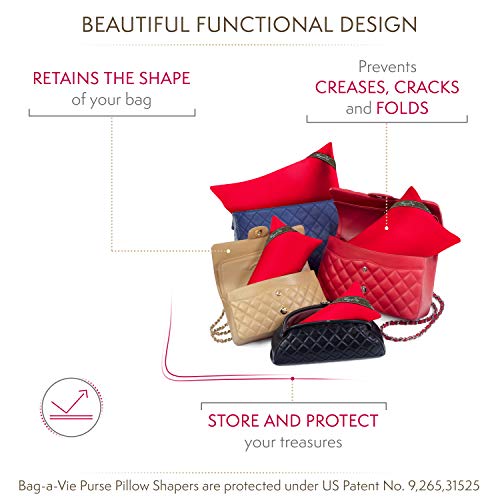 Bag-a-Vie Luxury Purse Pillow Shaper Insert for Handbags - 4 Pack Organizer for Designer Bags | Perfect for Storage, Display & Travel