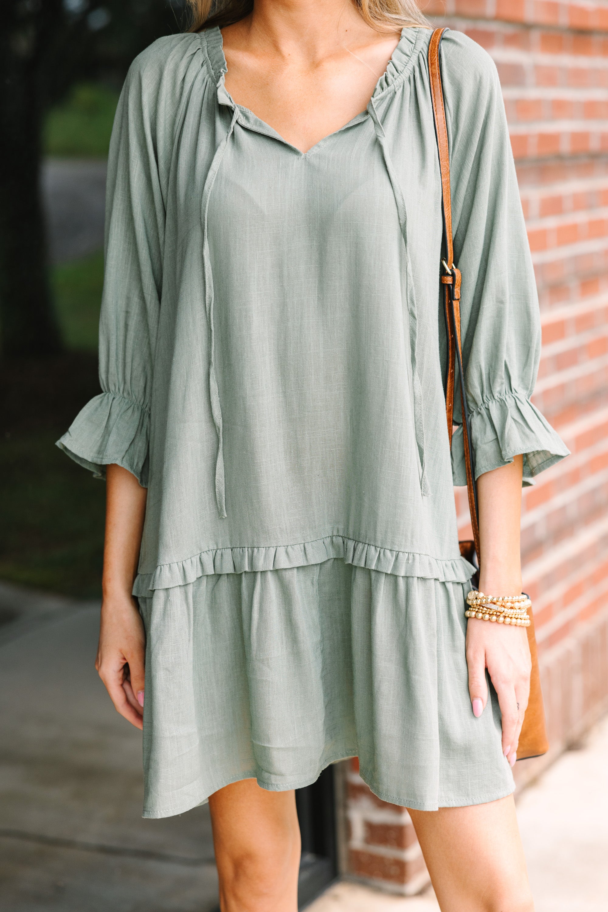 Stylish Olive Green Linen Dress for Women - Comfortable Summer Dress for Casual Outings, Beach Vacations & Date Nights