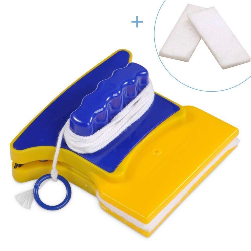 NOBILEA Magnetic Double-Sided Window Cleaner - Powerful Glass Cleaning Tool with 2 Extra Washable Microfiber Pads | Perfect for High Windows, Skylights, Glass Doors & Shower Enclosures