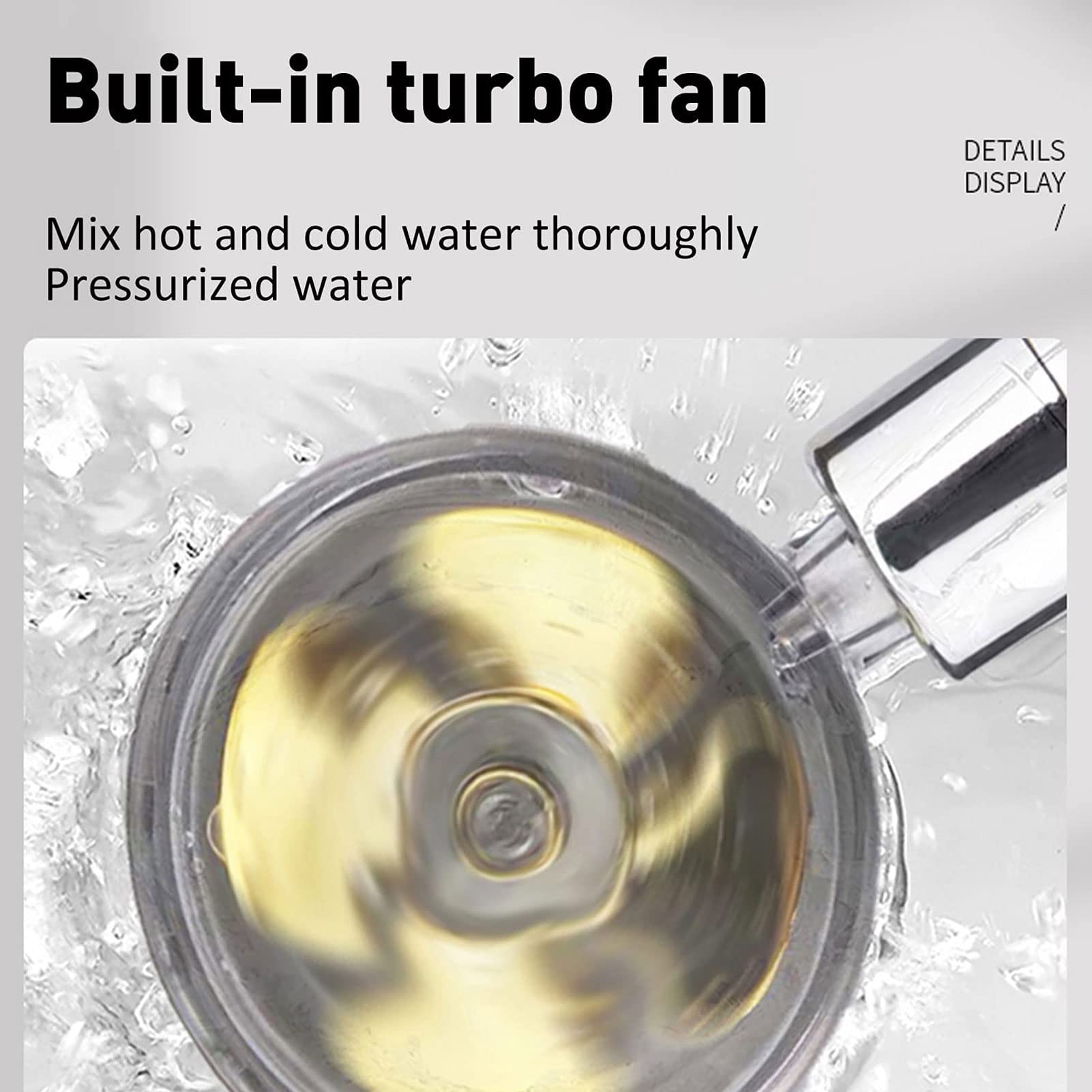 360° Rotating Propeller Shower Head with Vortex Hydro Jet & Pause Switch - G1/2 Thread Handheld Turbo Shower Filter - Perfect for Water Saving & Spa-Like Shower Experience at Home