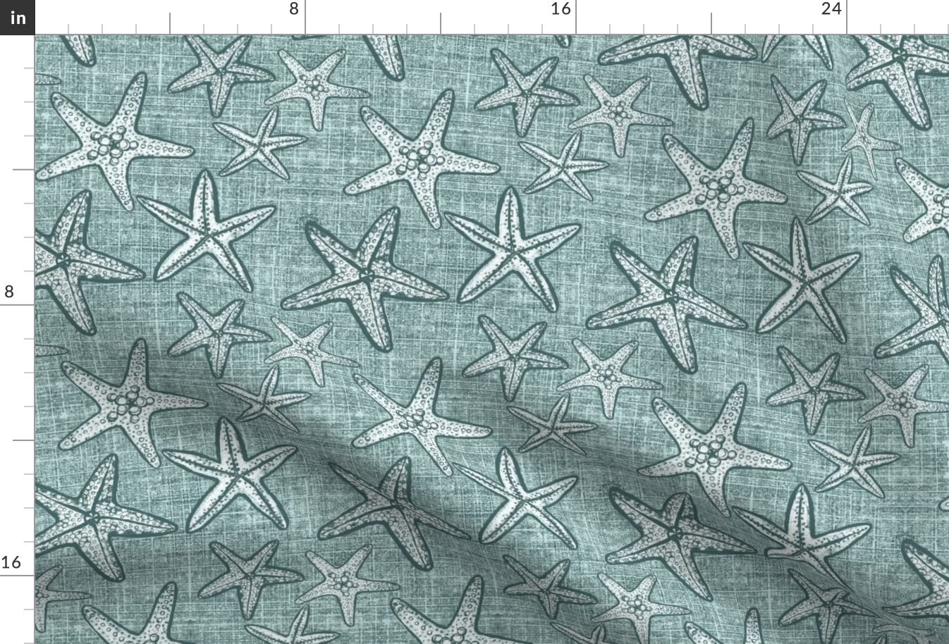 Starfish Textured Pine Mint Printed Minky Fabric Fat Quarter - Soft Plush for Sewing Baby Blankets, Quilt Backing & Home Decor - Beach Themed Nursery & Coastal Living Room Accents
