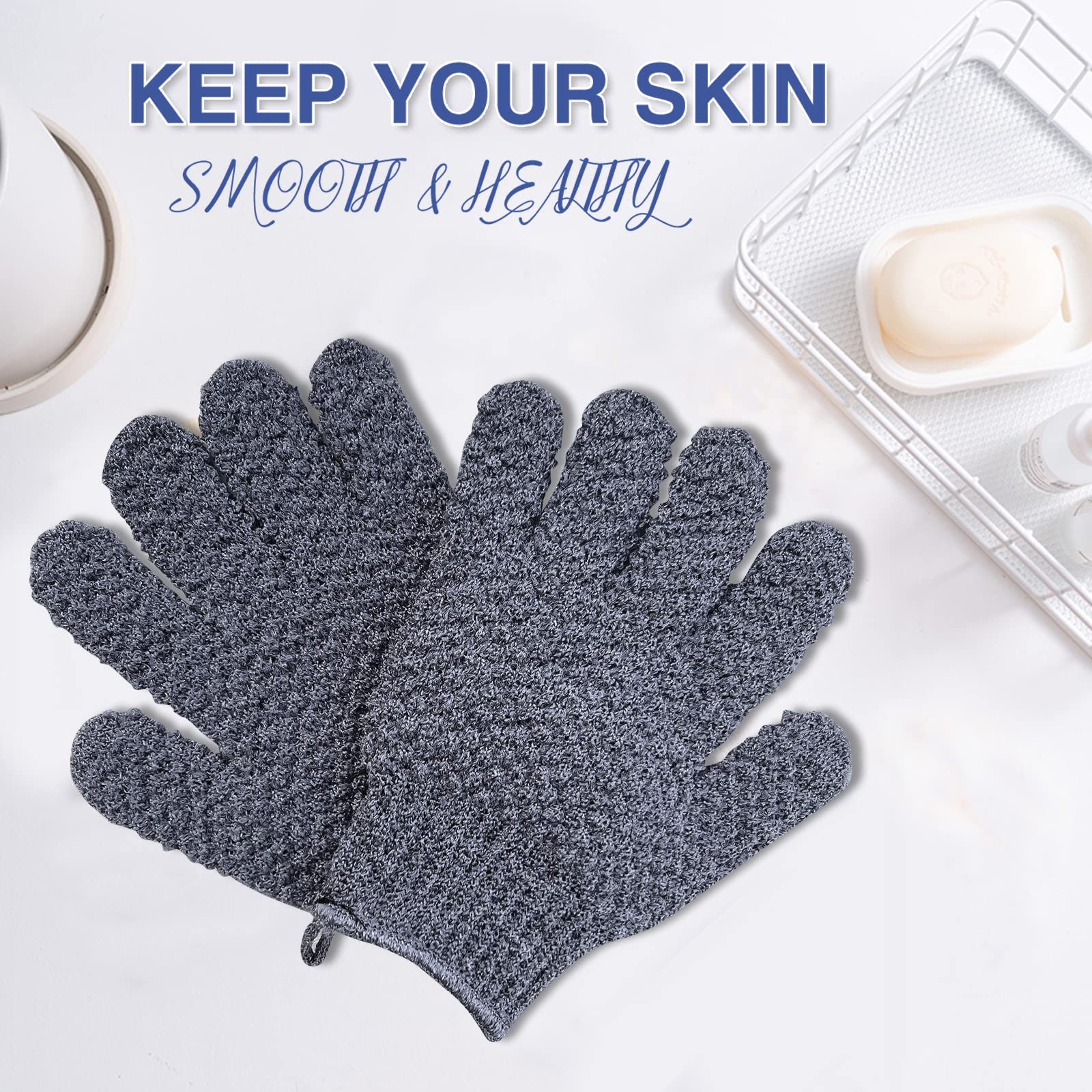 Yiclick Exfoliating Gloves for Men & Women - Heavy Duty Body Scrubber for Dead Skin Removal - Bath & Shower Exfoliator Mitt - Perfect for Spa, Dry Brushing & Keratosis Pilaris Care