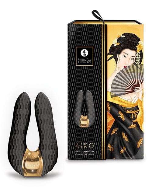 Shunga Aiko Rechargeable Personal Massager for Women - Black | Relaxing & Stimulating Intimate Massage Device for Stress Relief & Sensual Pleasure | Perfect for Couples & Solo Use at Home