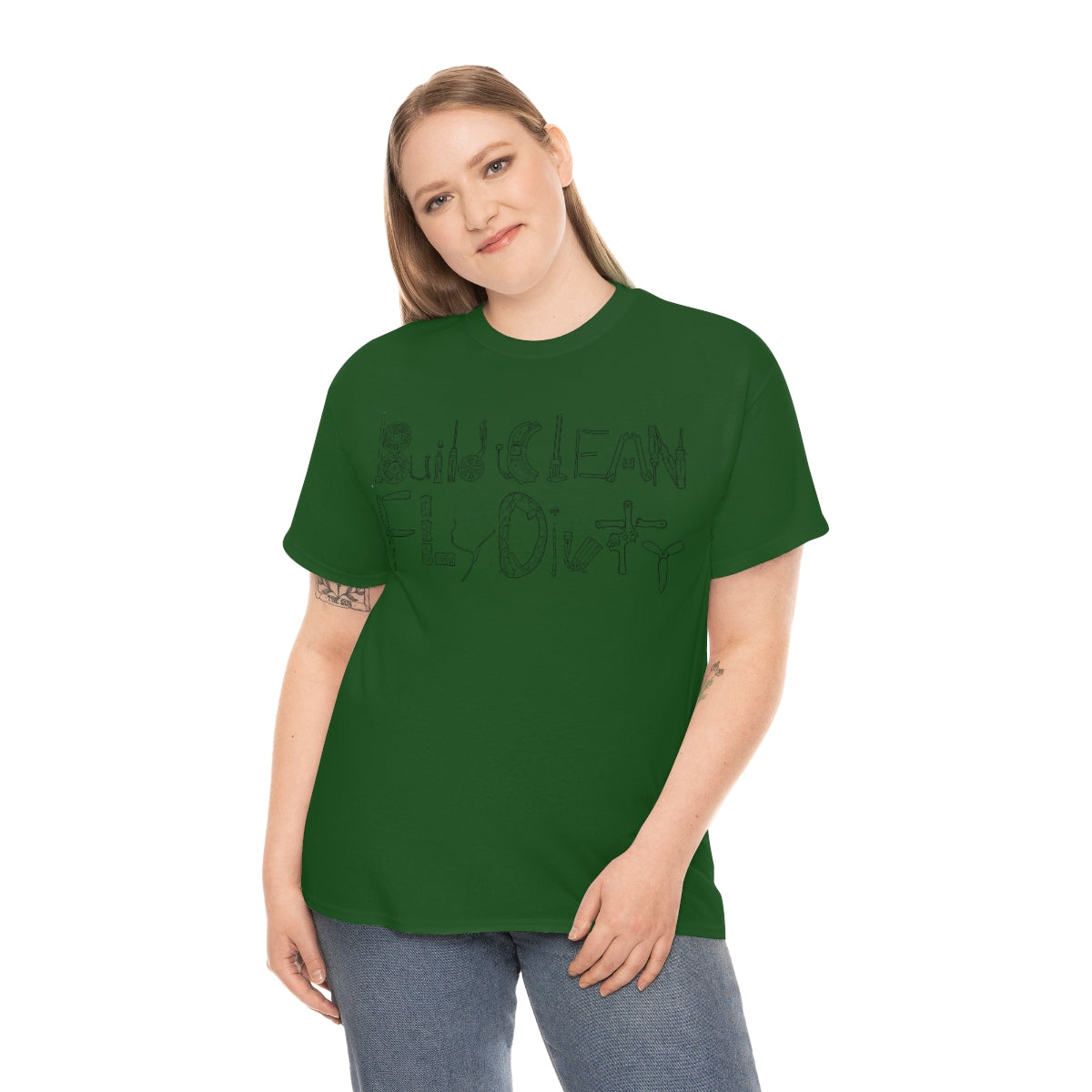 Build Clean Fly Dirty T-Shirt - Black Logo Graphic Tee for Men & Women | Casual Streetwear, Gym, Workout, and Everyday Wear
