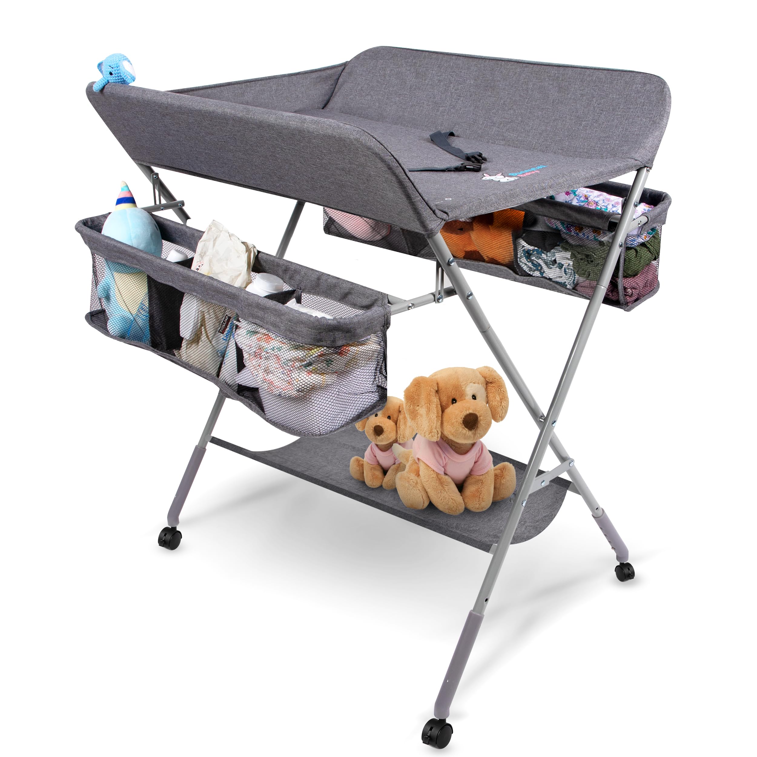 Portable Baby Changing Table with 2X Thicker Pad & Double Storage - Waterproof Diaper Changing Station for Newborns & Infants - Perfect for Nursery, Travel & On-the-Go Parents
