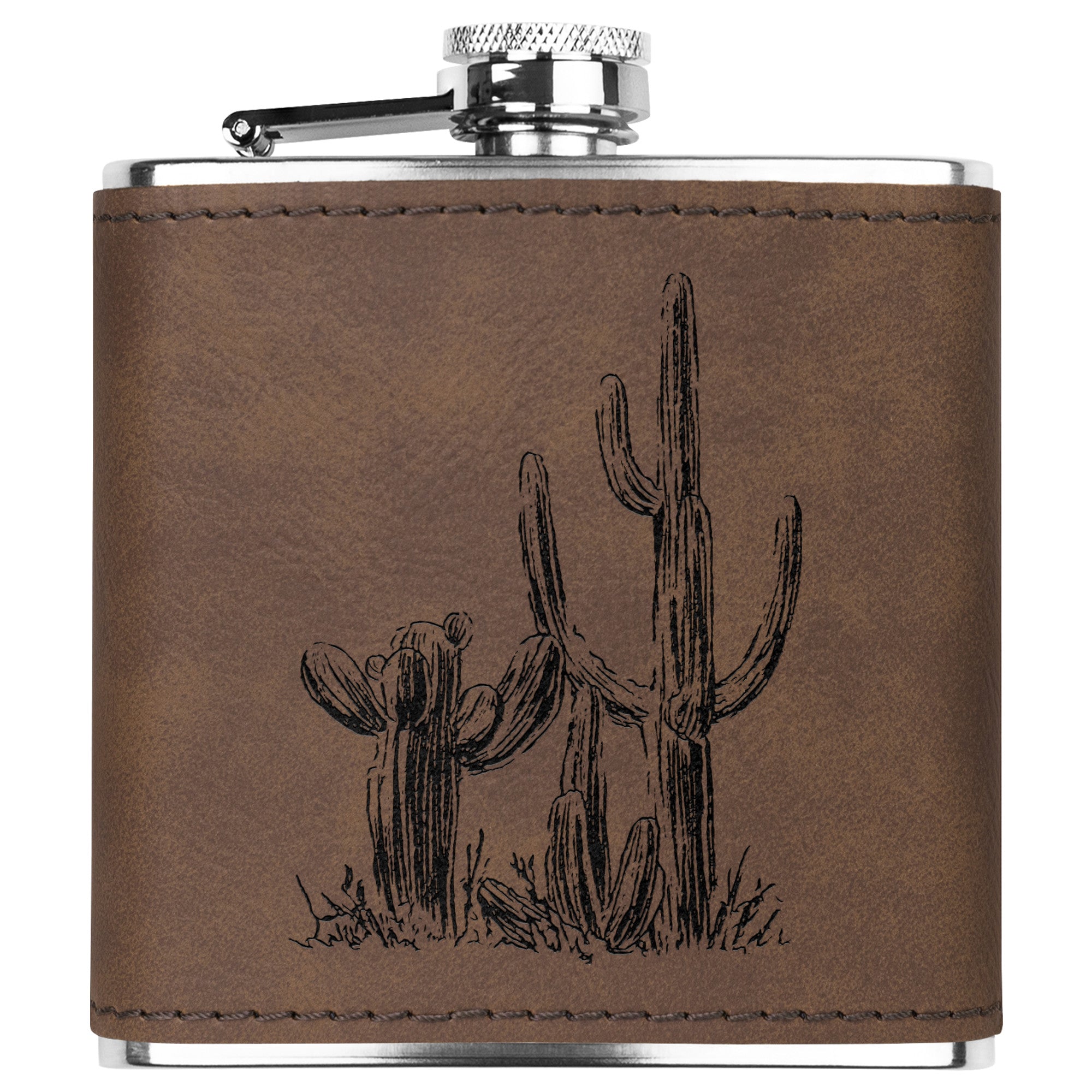 Premium Stainless Steel & Leather Cactus Flask - Insulated Travel Water Bottle for Outdoor Adventures, Camping, Hiking & Gifts