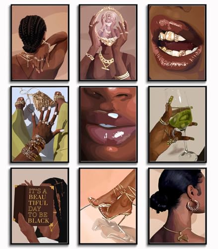 African 9 pieces unframed