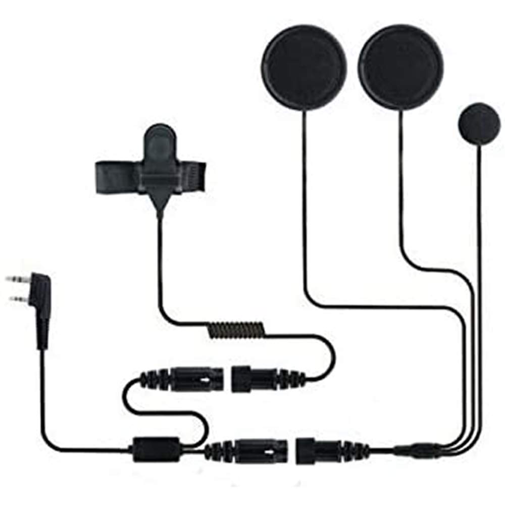 BAOFENG Full Face Motorcycle Helmet Headset Kit - 2 PIN Earpiece Mic Compatible with Kenwood, Wouxun, Puxing, Linton Two-Way Radios & Walkie Talkies (Black) - Ideal for Motorcycle Riders, Group Rides, and Adventure Tours
