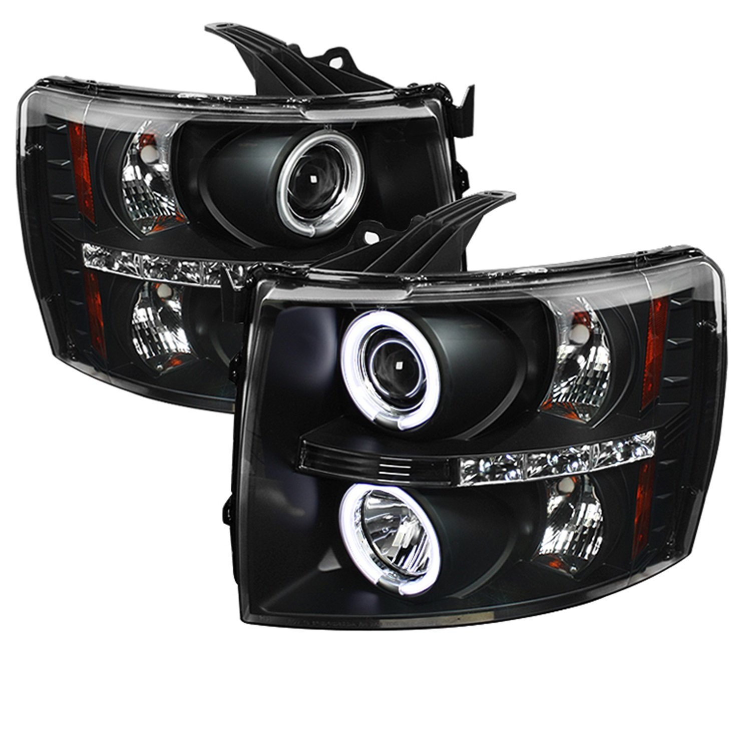 Spyder LED Projector Headlights for Chevy Silverado 07-14 - Black with CCFL Halo - Driving & Off-Road Use
