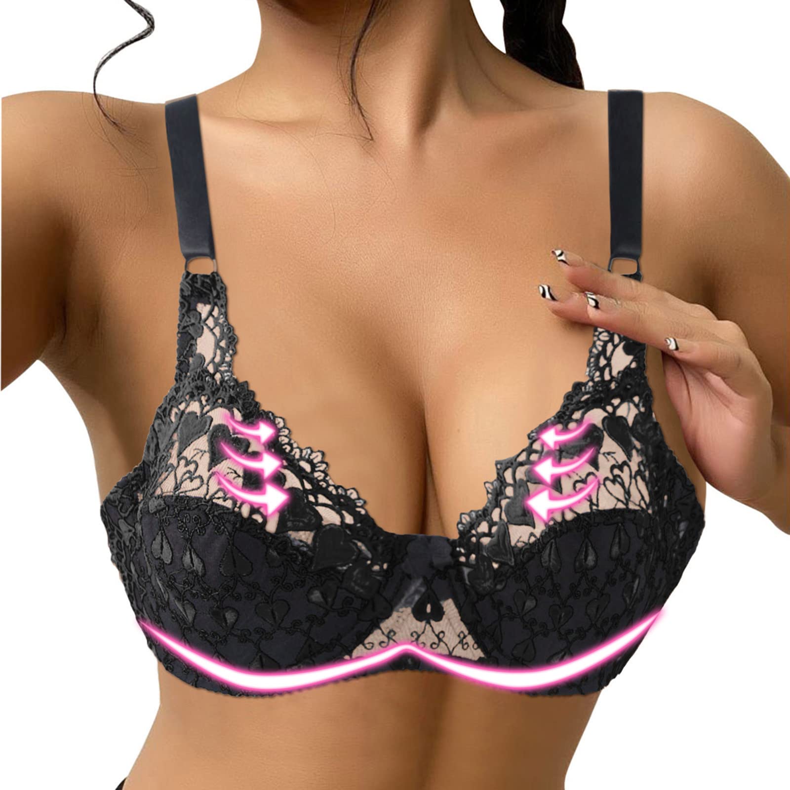 Plus Size Lace Bra for Women - Sexy Bondage Lingerie & Sleepwear Set, Comfortable Nightgown Pajamas - Perfect for Boudoir, Bedroom Romance & Special Occasions