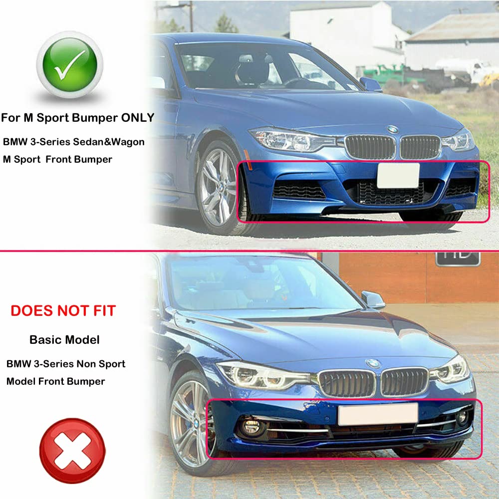 BMW F30 3 Series (2012-2018) Front Bumper Lip Spoiler - 2PCS Carbon Fiber Style Chin Splitter for M Sport | Enhances Aerodynamics & Sporty Look for Street or Track Racing