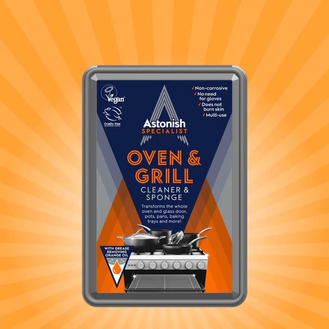 Astonish Specialist Oven & Grill Cleaner with Sponge - 250g | Powerful Stain Remover for Kitchen Appliances, BBQ Grills & Cookware