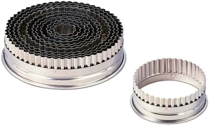 12-Piece Fluted Round Cutter Set for Baking - Stainless Steel Pastry Cutters for Cookies, Pies, and Fondant Decorations | Perfect for Home Bakers and Professional Chefs