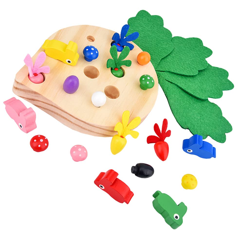 NUOBESTY Wooden Carrot Harvest Game - Montessori Sorting Puzzle Toy for Kids, Educational Fine Motor Skills Preschool Learning Toy - Perfect for Toddler Playtime, Classroom Activities & Birthday Gifts