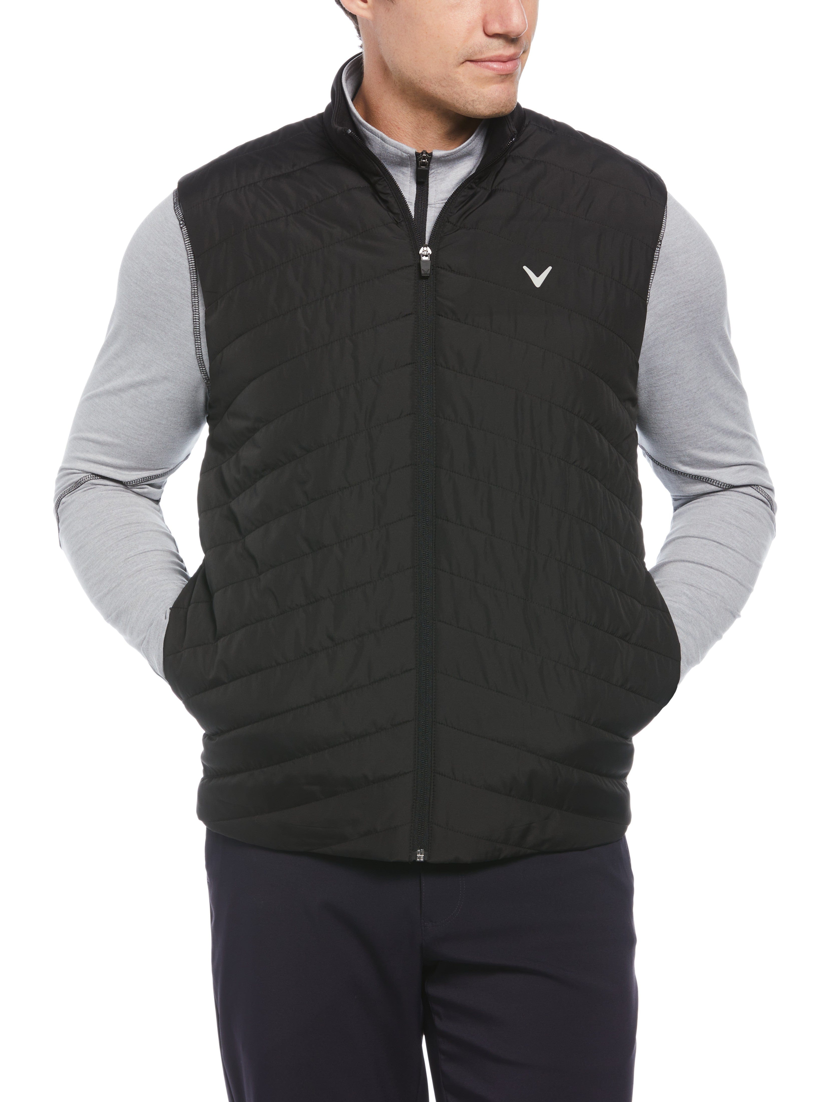 Men's Quilted Full Zip Puffer Vest for Golf, Outdoor & Casual Wear - Lightweight Warm Winter Jacket for Hiking, Running & Daily Use