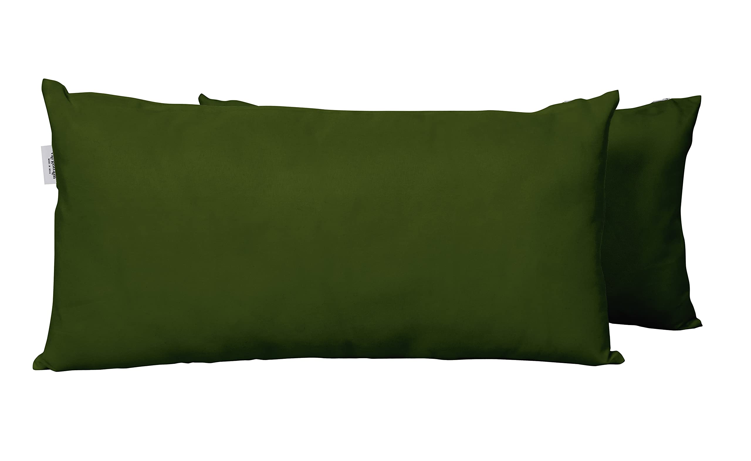 Waterproof All-Weather Polyester Lumbar Pillow with Insert - Indoor/Outdoor Decorative Throw Pillow for Patio Furniture (Set of 2, Dark Green) - Perfect for Sofa, Garden, Deck & Poolside Relaxation