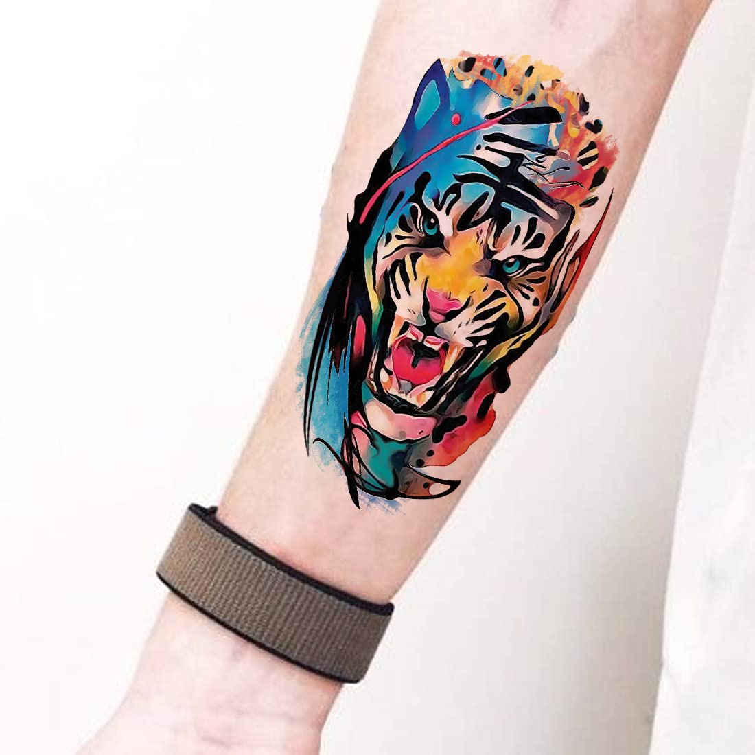 Angry Roar Tiger Waterproof Temporary Tattoos for Kids - Fun Fake Tattoos for Boys & Girls - Perfect for Parties, Halloween Costumes & Playtime