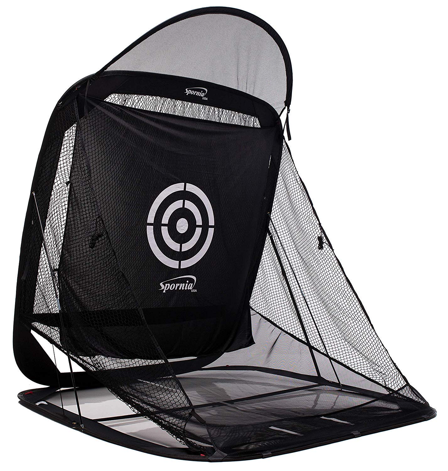 Spornia SPG-7 Golf Practice Net with Automatic Ball Return System - Includes Target Sheet & Dual Side Barriers | Perfect for Indoor/Outdoor Driving Range Training & Backyard Golf Practice