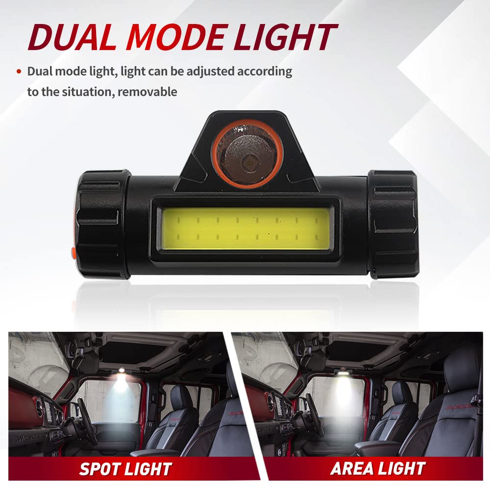 Premium Paracord Grab Handles with 2-Mode LED Lights for Jeep Wrangler TJ, CJ, YJ, JK, JL & Gladiator JT (1945-2021) - Durable Off-Road Accessories for 2.0-4.0 Inch Roll Bars - Red (1-Pack) - Perfect for Night Off-Roading & Camping Adventures