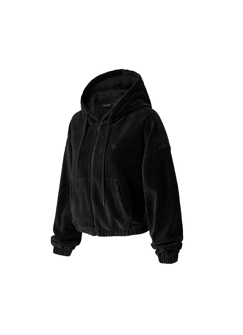 Velvet Corduroy Hooded Zip Up Jacket for Men & Women - Cozy Winter Outerwear for Casual Wear & Outdoor Activities