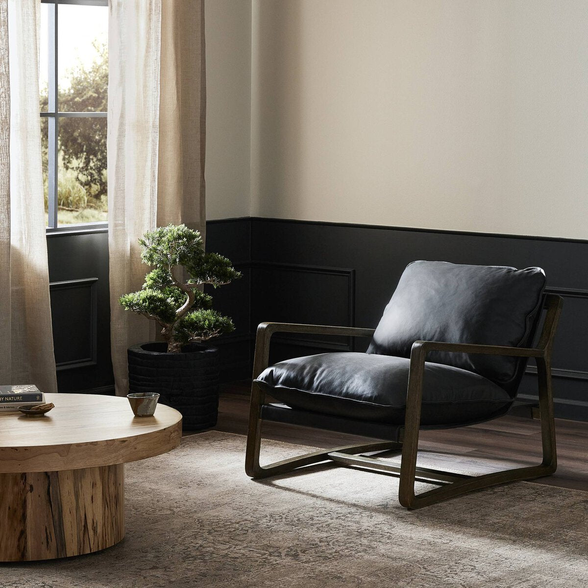 Aaron Chair - Modern Upholstered Accent Chair in Umber Black - Perfect for Living Room, Bedroom, or Office Decor