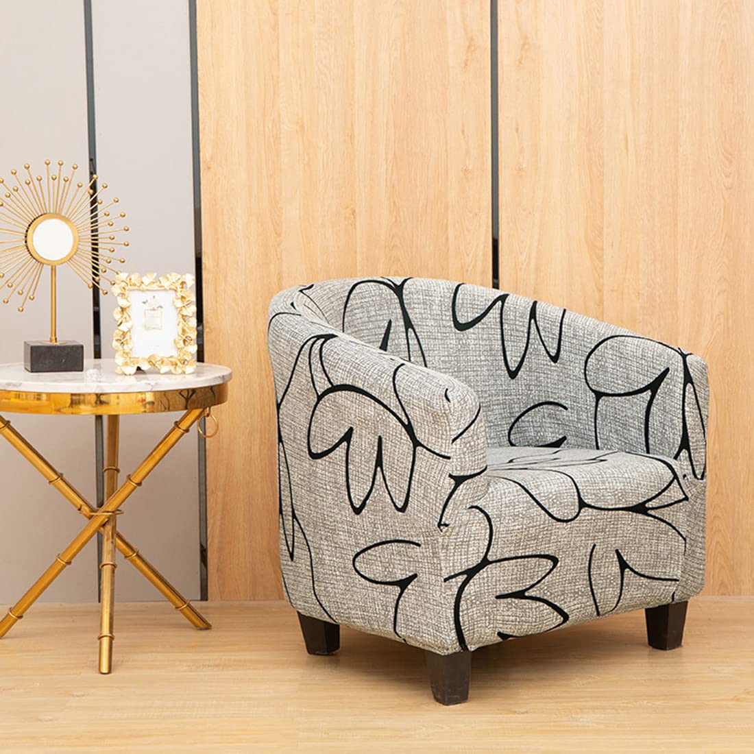 YOPOIY High Stretch Tub Chair Cover - 1 Piece Soft Printed Armchair Slipcover, Removable Washable Furniture Protector for Club Chairs - Perfect for Living Room, Bedroom & Office Decor