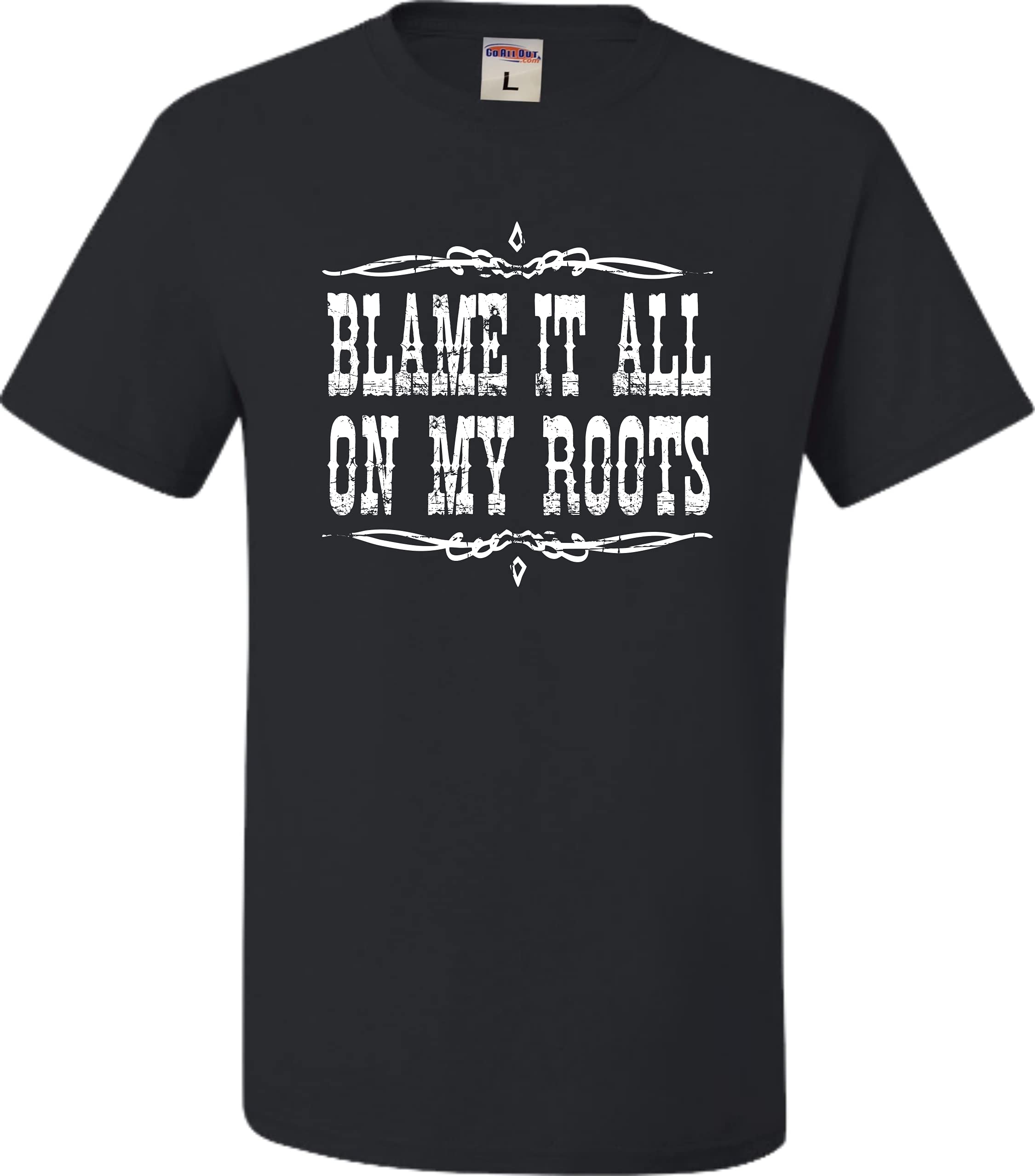 Go All Out Adult Blame It On My Roots Country Music T-Shirt - Vintage Style Graphic Tee for Concerts, Parties & Casual Wear