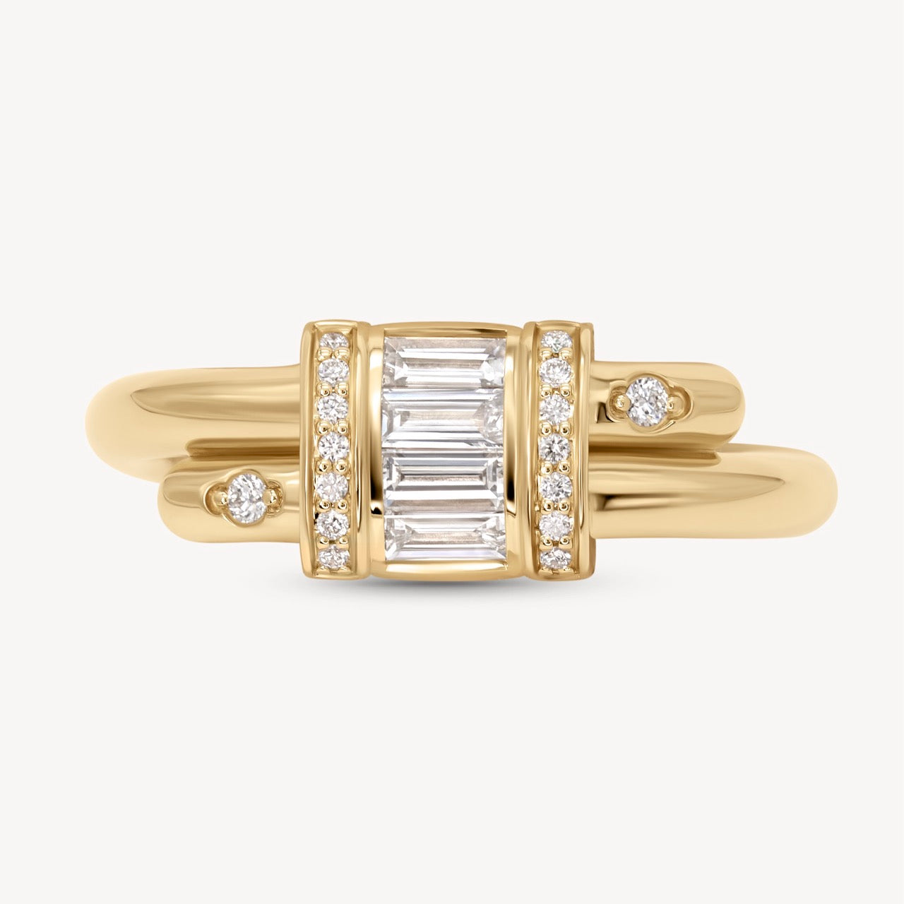Exquisite Vaulted Diamond Latch Ring - 14K Gold Stackable Band for Women - Perfect for Everyday Wear, Anniversary Gifts & Special Occasions