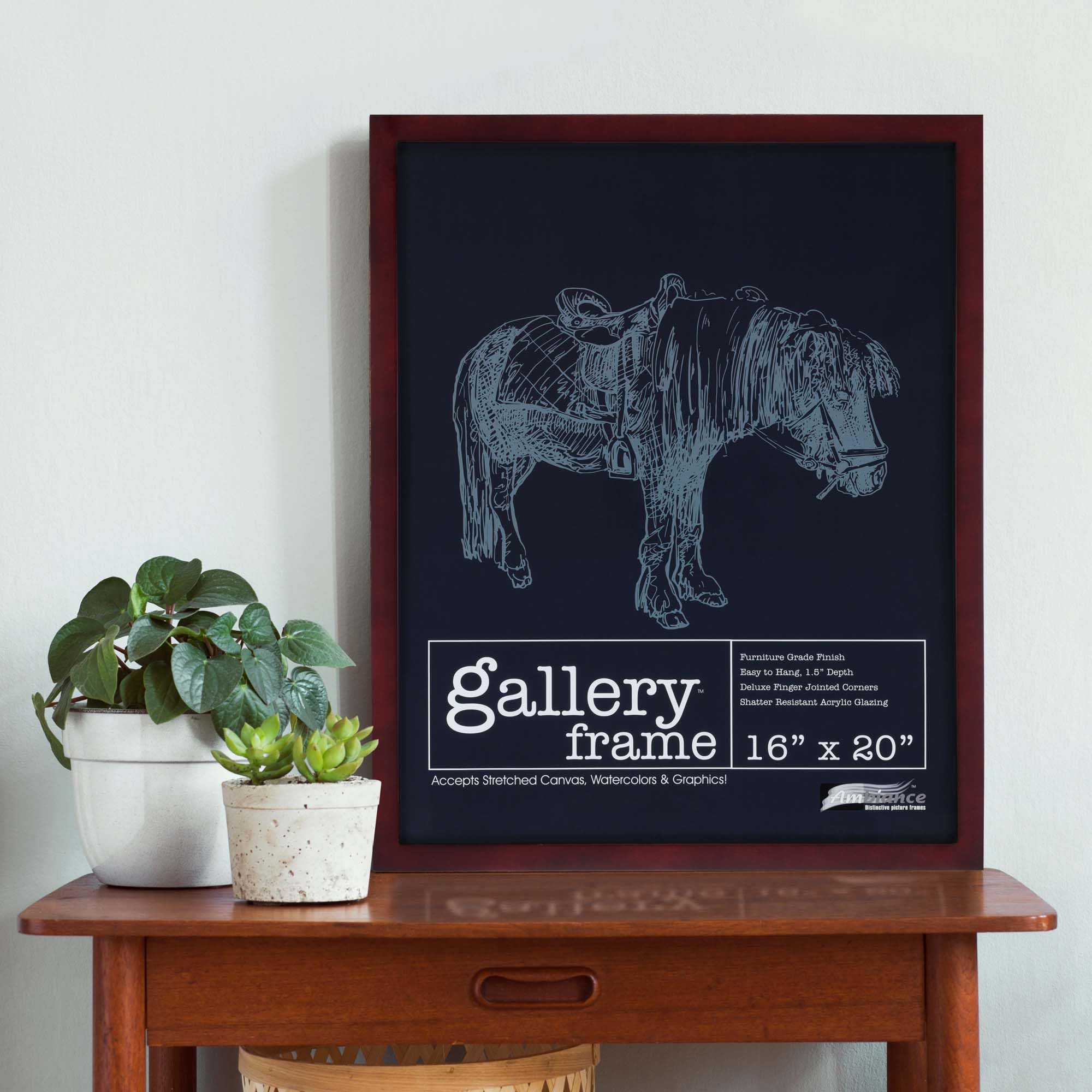 12x12 Inch Mahogany Wood Picture Frames - Set of 4 with Shatter-Resistant Acrylic & MDF Backing - 1.5