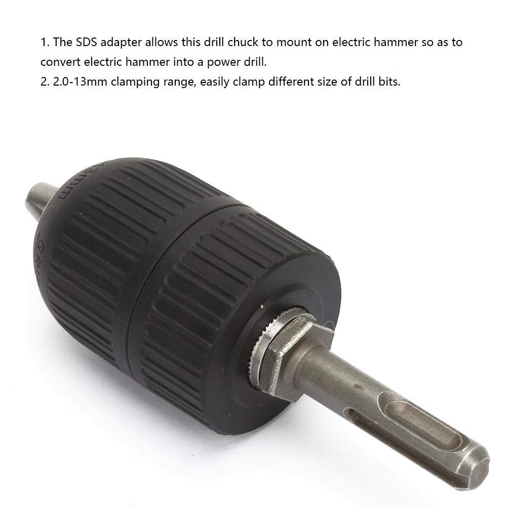 YWBL-WH 2.0-13mm Keyless Drill Chuck with 1/2-20UNF & SDS Round Shank Adapter - Perfect for Power Drills, Woodworking, and Metalworking Projects