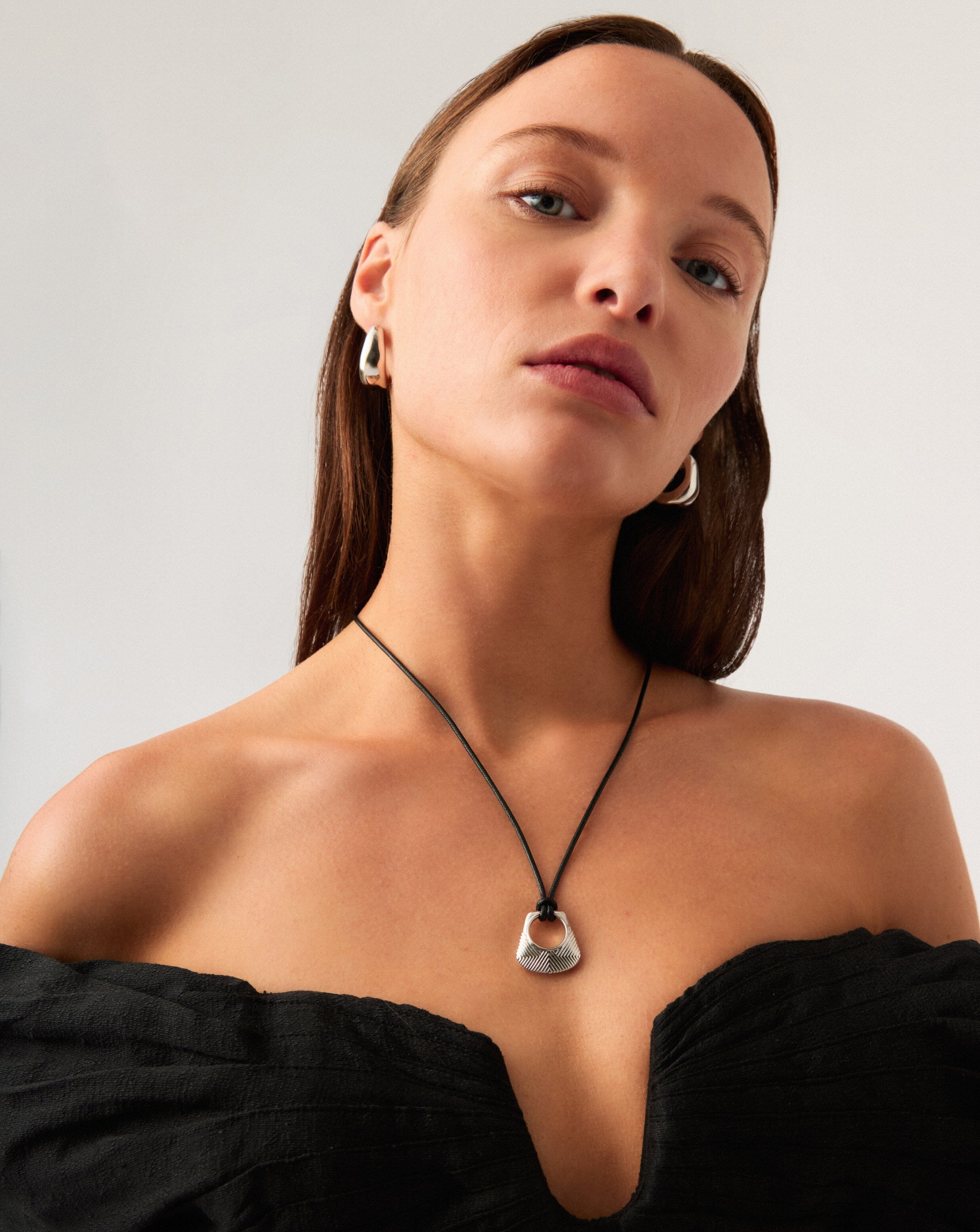 Hera Ridge Pendant Cord Necklace - Silver Plated Boho Jewelry for Women, Minimalist Layering Necklace for Everyday Wear, Gift for Her, Birthday & Anniversary Present