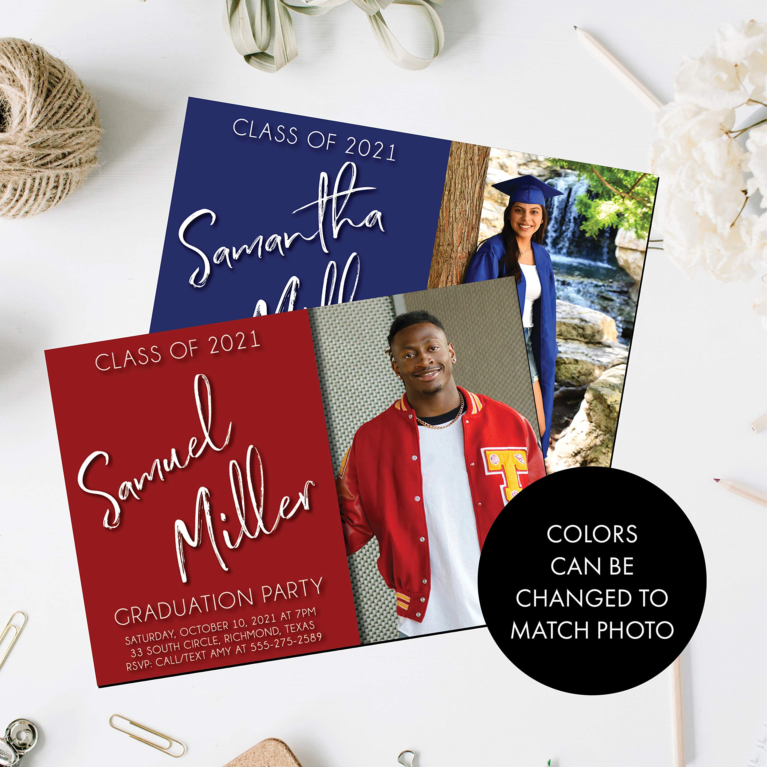 2021 Graduation Party Invitations - Custom Photo Graduation Cards for College & High School Grads | Perfect for Commencement Celebrations & Senior Send-Offs