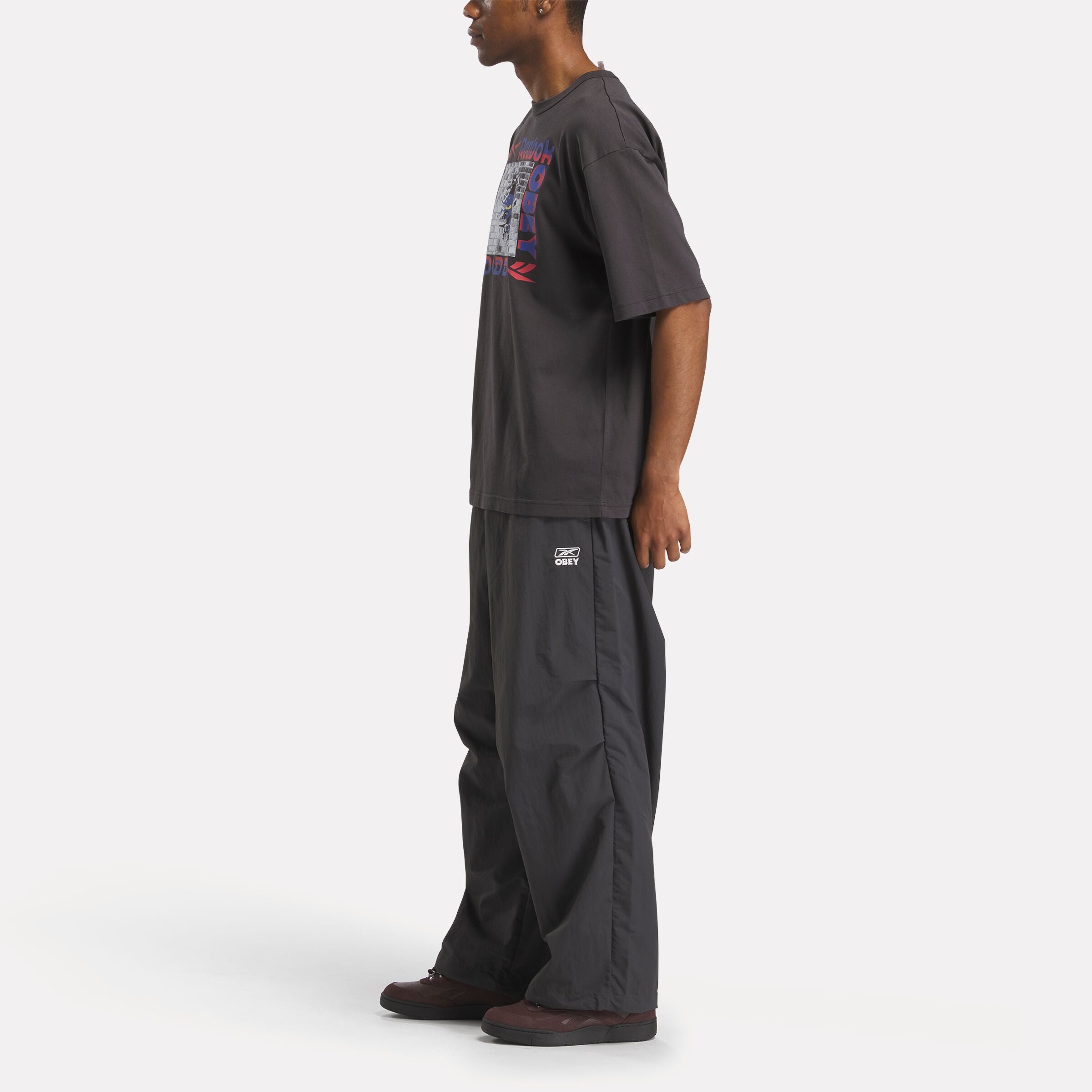 Reebok X Obey Washed Black Track Pants - Men's Athletic Joggers for Running, Gym & Casual Wear