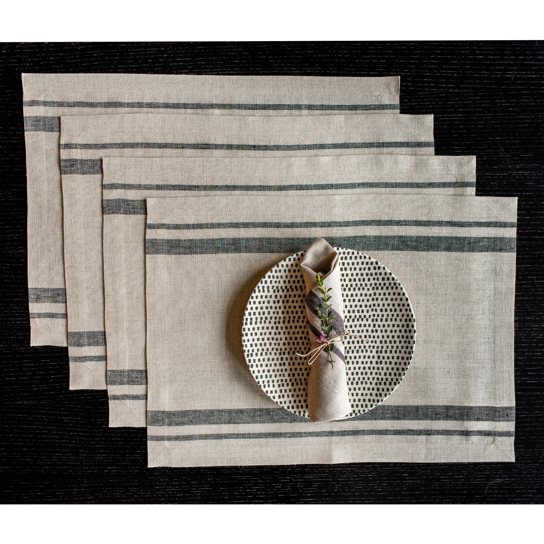 French Striped Cotton Placemats Set of 6 - Elegant Table Decor for Dining Room, Kitchen & Party Settings - Washable & Durable Table Mats for Everyday Use & Special Occasions