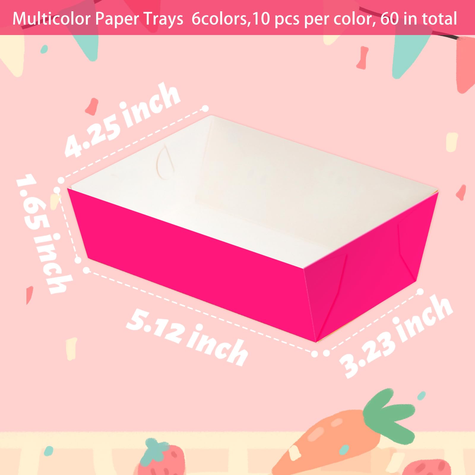 Colorful Disposable Paper Food Trays 60 Pack - Eco-Friendly Snack Boats for Kids, School Activities, Spring & Easter Parties - Perfect for Classroom Treats, Birthday Snacks, and Party Serving