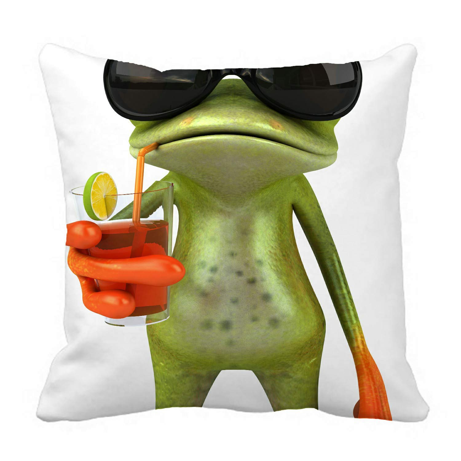 ECZJNT Frog Glasses Pillow Case - 20x20 Inch Decorative Cushion Cover for Sofa, Bed, Car - Funny Novelty Home Decor Gift for Kids & Adults