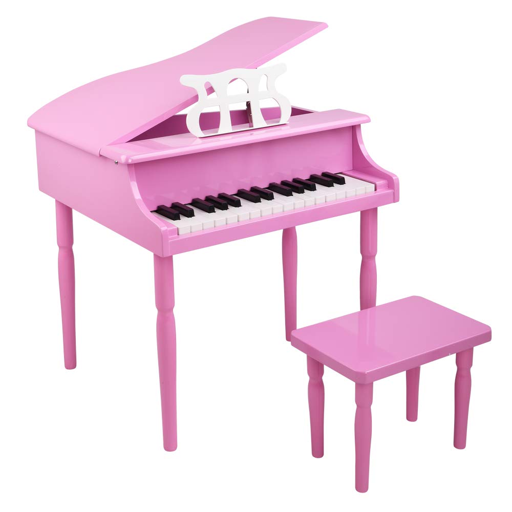 Ochine Kids Wooden 30-Key Mini Grand Piano Toy - Classical Children's Musical Instrument with Bench, Music Stand & Song Book - Perfect for Early Childhood Music Education & Home Play (Ships from USA)