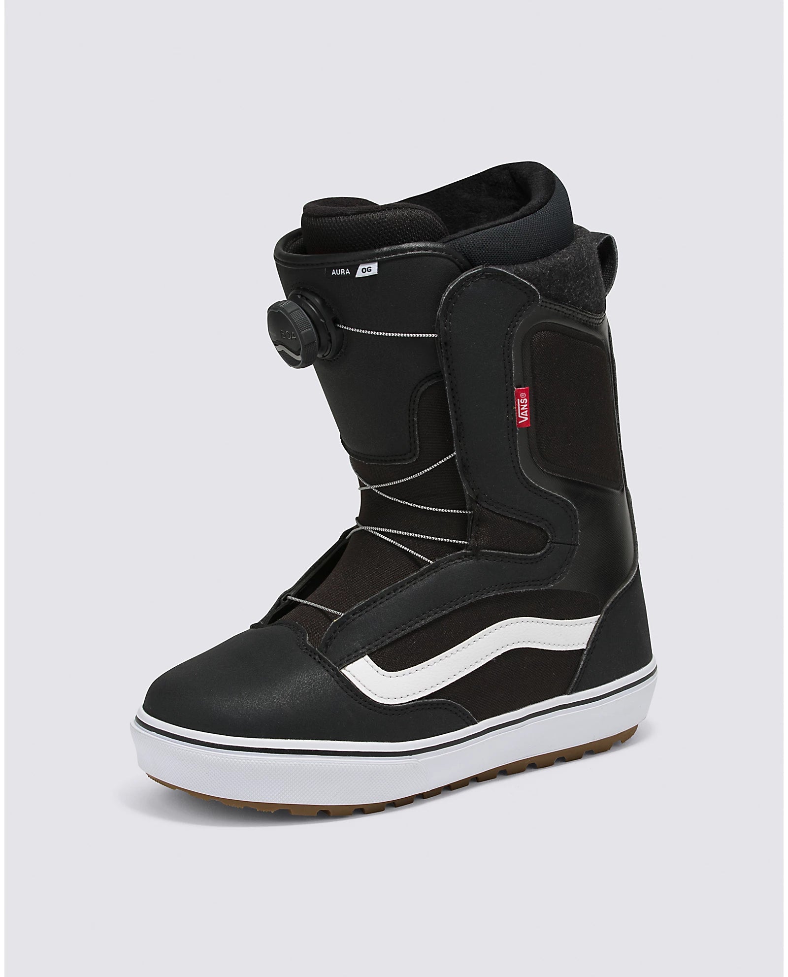 Vans 2025 Aura OG Snowboard Boots - Black/White - Waterproof Winter Snowboarding Shoes for Men & Women - Perfect for Powder Days & Park Riding
