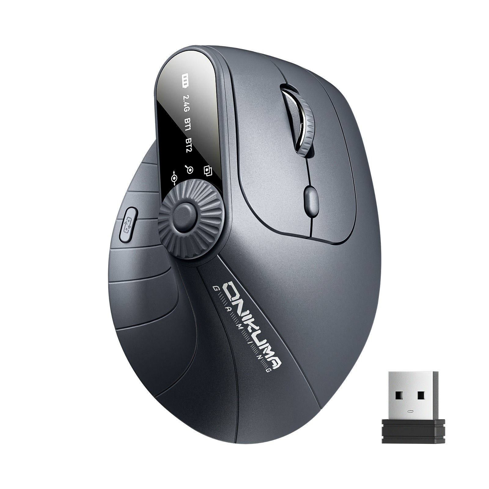 ONIKUMA CW932 Wireless Vertical Ergonomic Mouse - Rechargeable 2.4GHz Optical Gaming Mouse with 2400 DPI for PC, Laptop, Office & Home Use - Comfortable for Long Hours of Work & Gaming