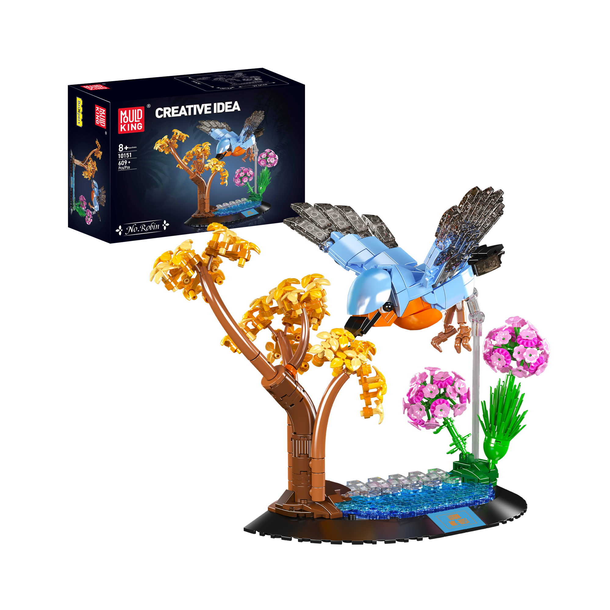 Mould King 10151 Robin Bird Building Kit - 609 Piece DIY Model Set for Adults & Kids | Creative Construction Toy for Home Decor, Gift, and Educational Play