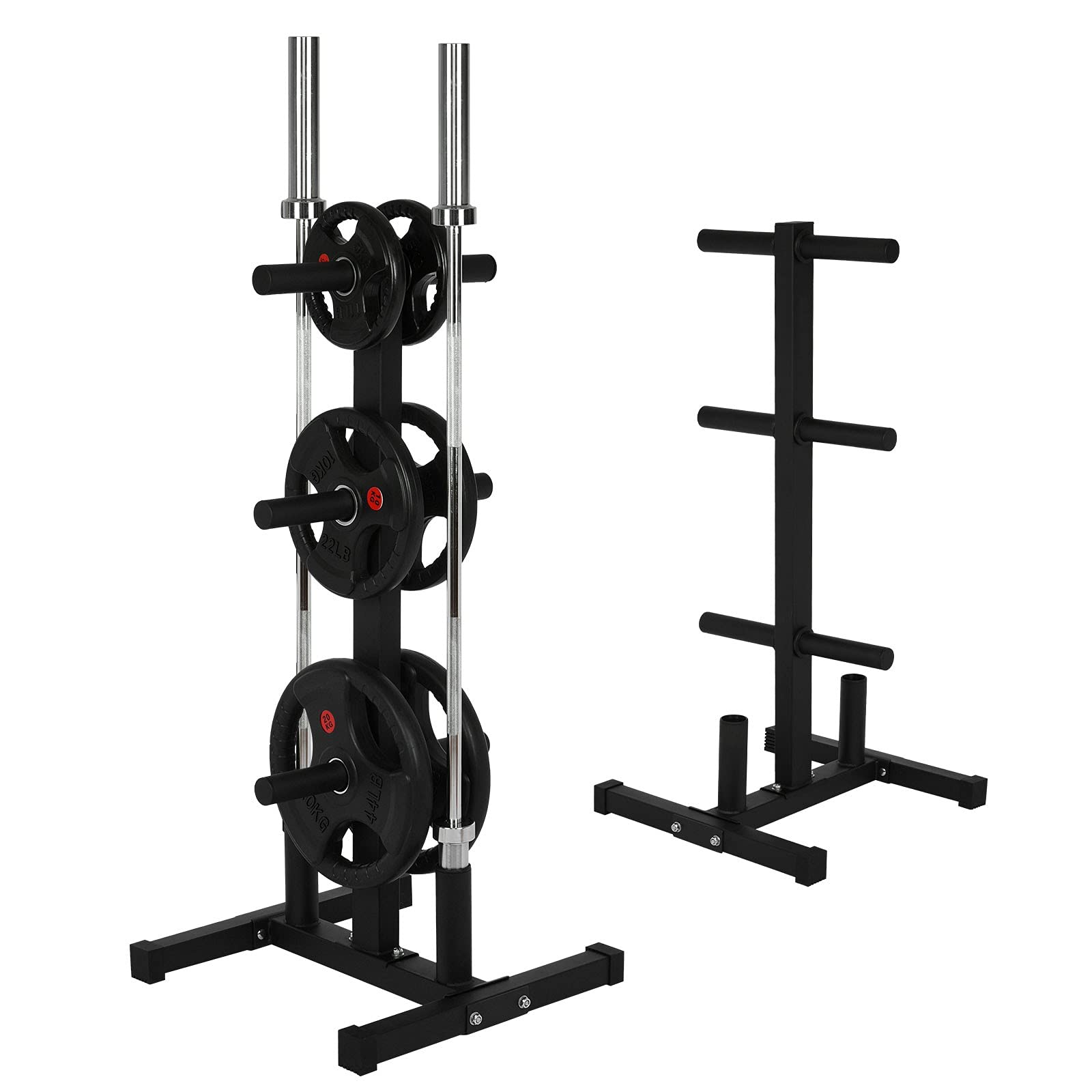 3-Tier Olympic Weight Plate Rack - Heavy Duty 400LB Capacity Vertical Barbell Holder for Home Gym & Outdoor Fitness - Black Weight Storage Organizer for Dumbbells, Kettlebells & Workout Equipment