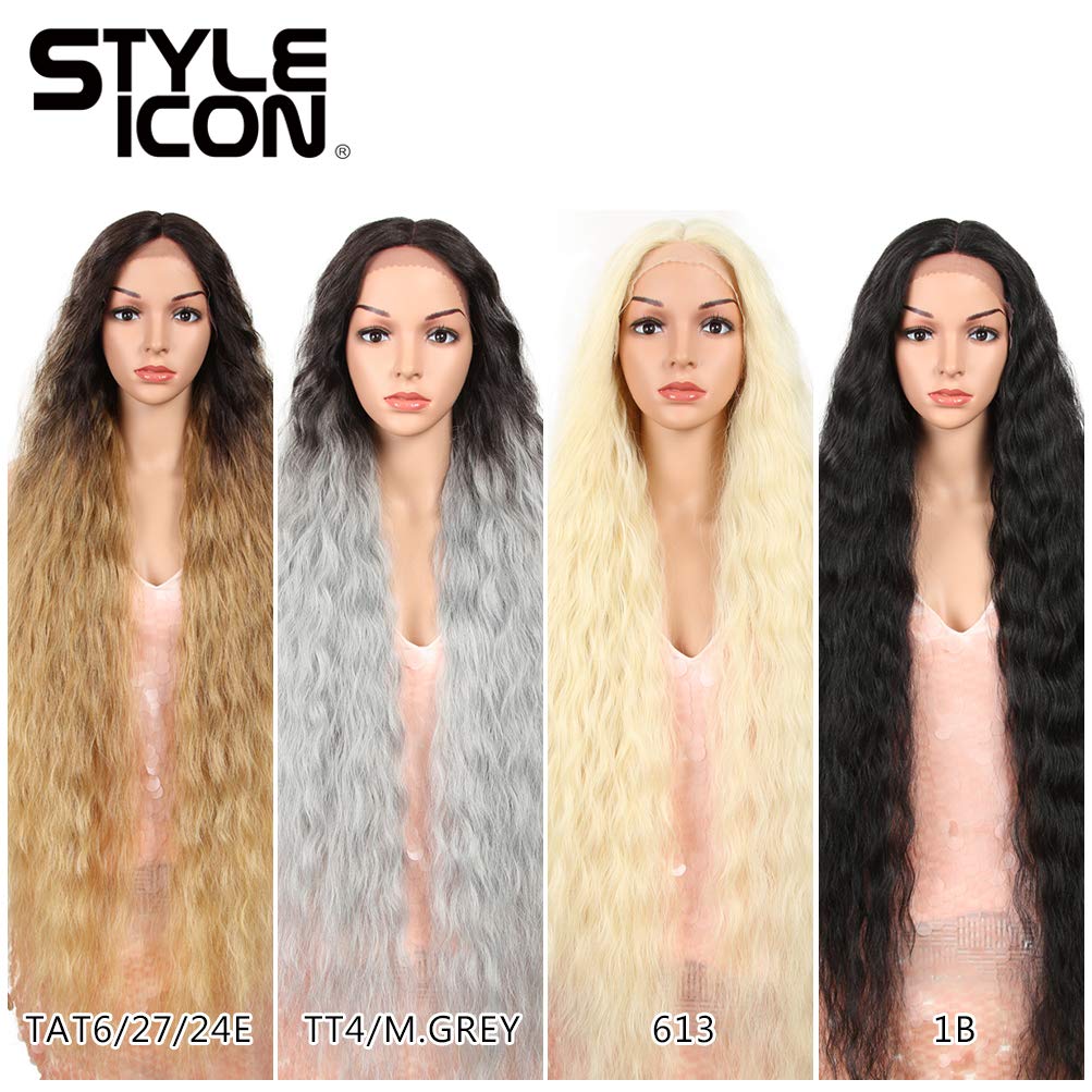 41” Long Wavy Synthetic Lace Front Wig with Baby Hair - Half Hand Tied 130% Density Human Hair Wig for Women (TAT6/27/24E) - Perfect for Cosplay, Daily Wear & Special Occasions