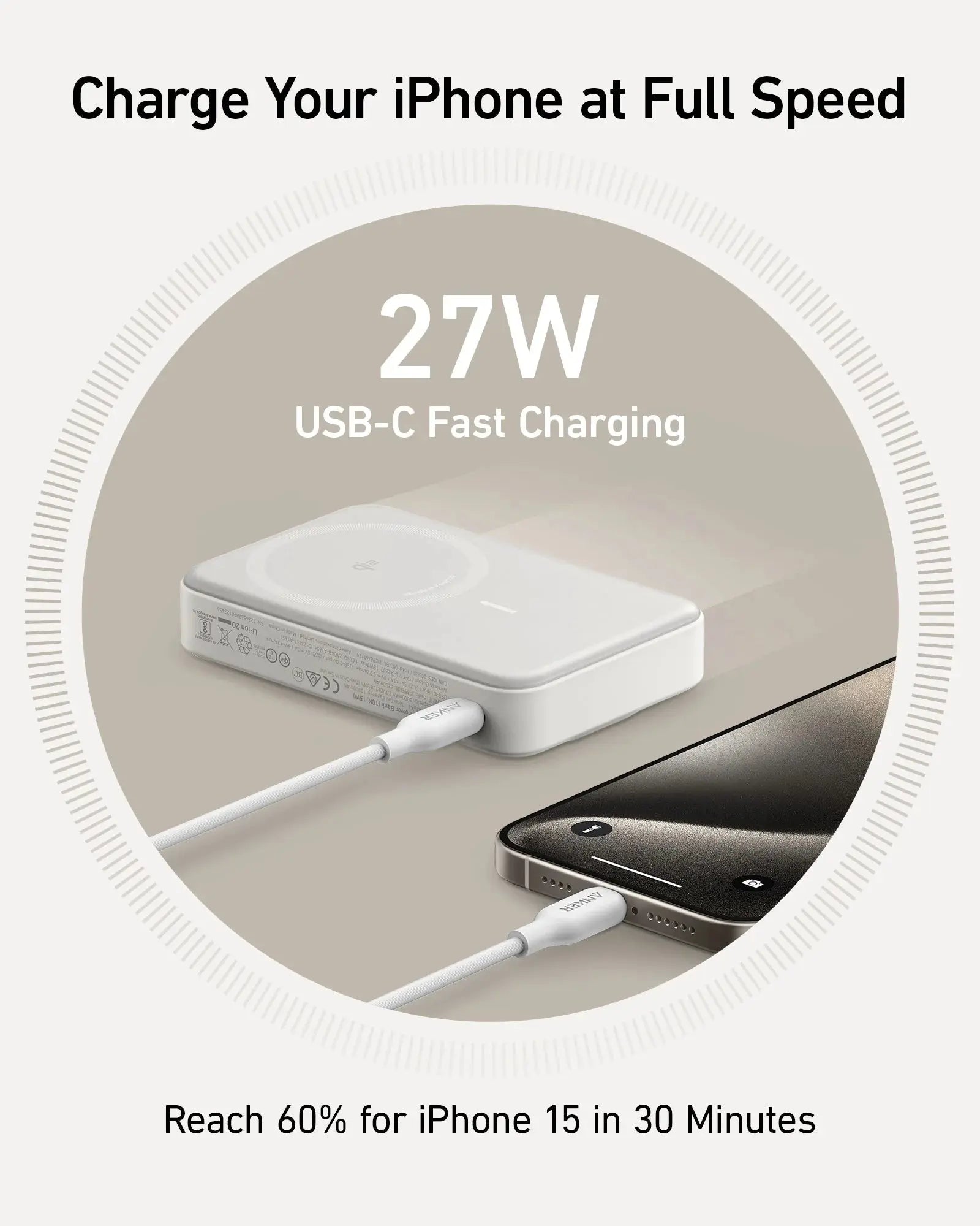 Anker Power Bank MagGo 10000mAh Qi2 Certified 15W Fast Wireless Charger - Portable Magnetic Charging for iPhone 15/14/13, Samsung Galaxy - Perfect for Travel, Work, and On-the-Go Charging