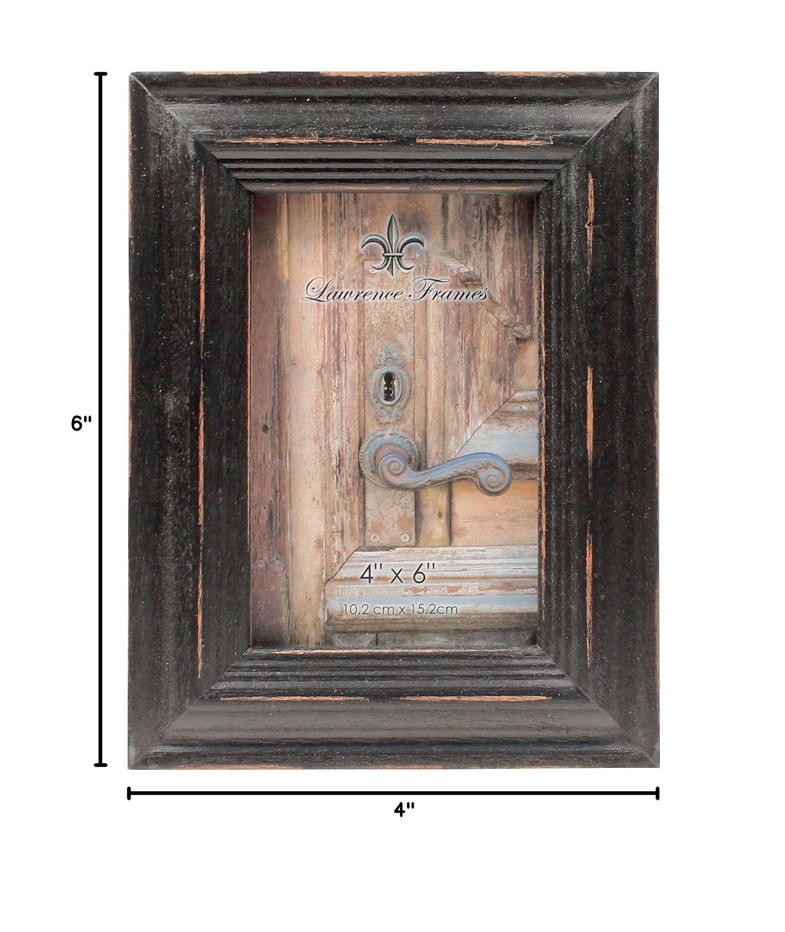 Lawrence Frames 4x6 Weathered Black Wood Picture Frame - Rustic Photo Display for Home Decor, Office, or Gift Giving - Perfect for Wall Art, Family Photos, and Wedding Memories