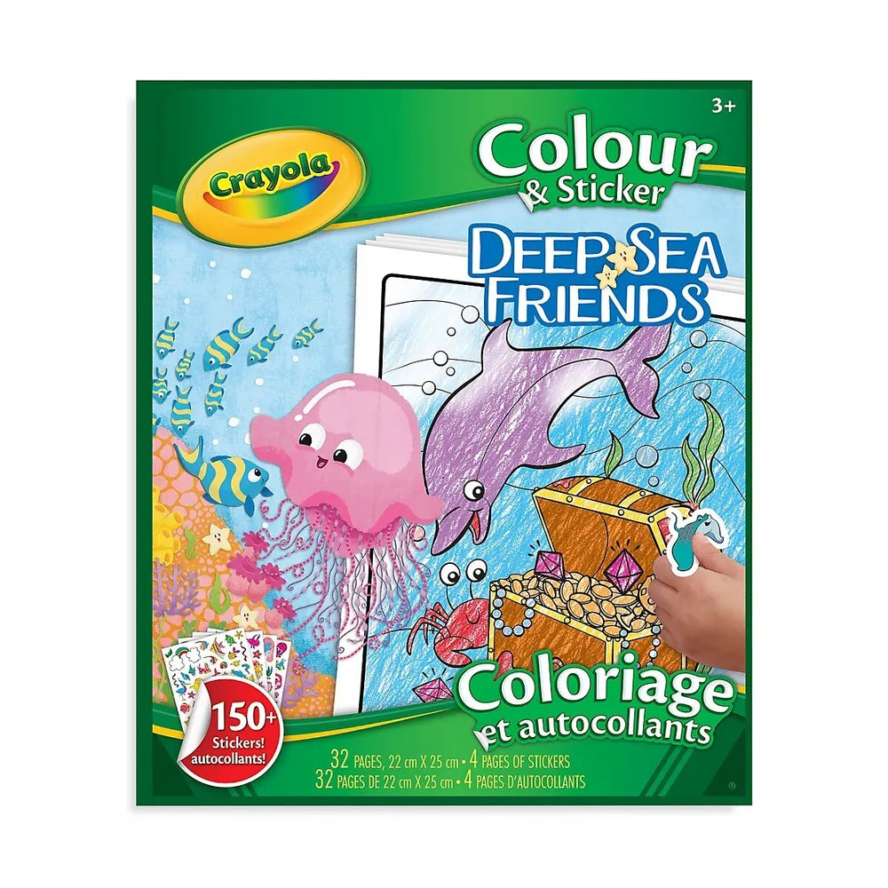 Deep Sea Friends Coloring & Sticker Book for Kids - Ocean Animal Activity Book with 50+ Stickers - Perfect for Travel, Birthday Gifts & Classroom Fun