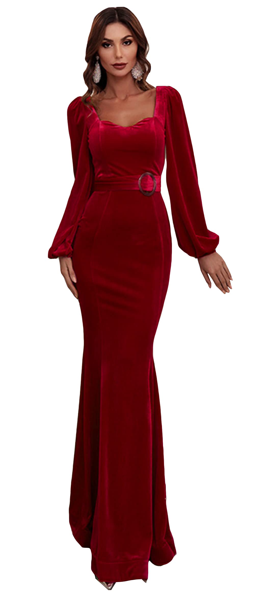 Emanni Women's Velvet Mermaid Evening Gown - Elegant Long Prom Dress for Parties, Weddings & Formal Events (Royal Blue) | Perfect for Homecoming, Cocktail Parties & Special Occasions