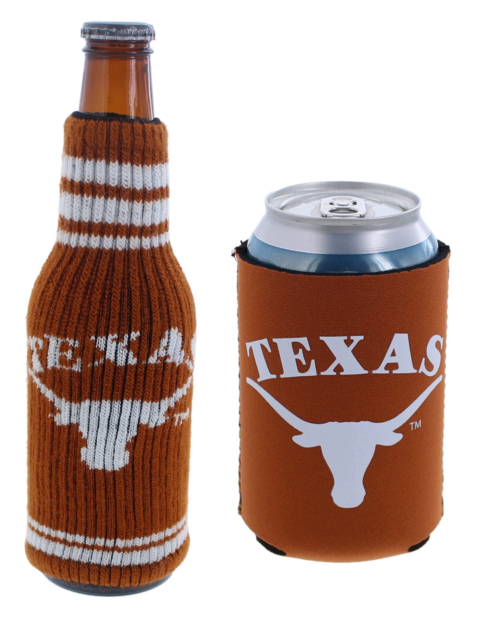 College Team Color Logo Can & Bottle Holder Insulator Beverage Cooler Set - Keep Drinks Cold for Tailgates, BBQs & Game Day Parties