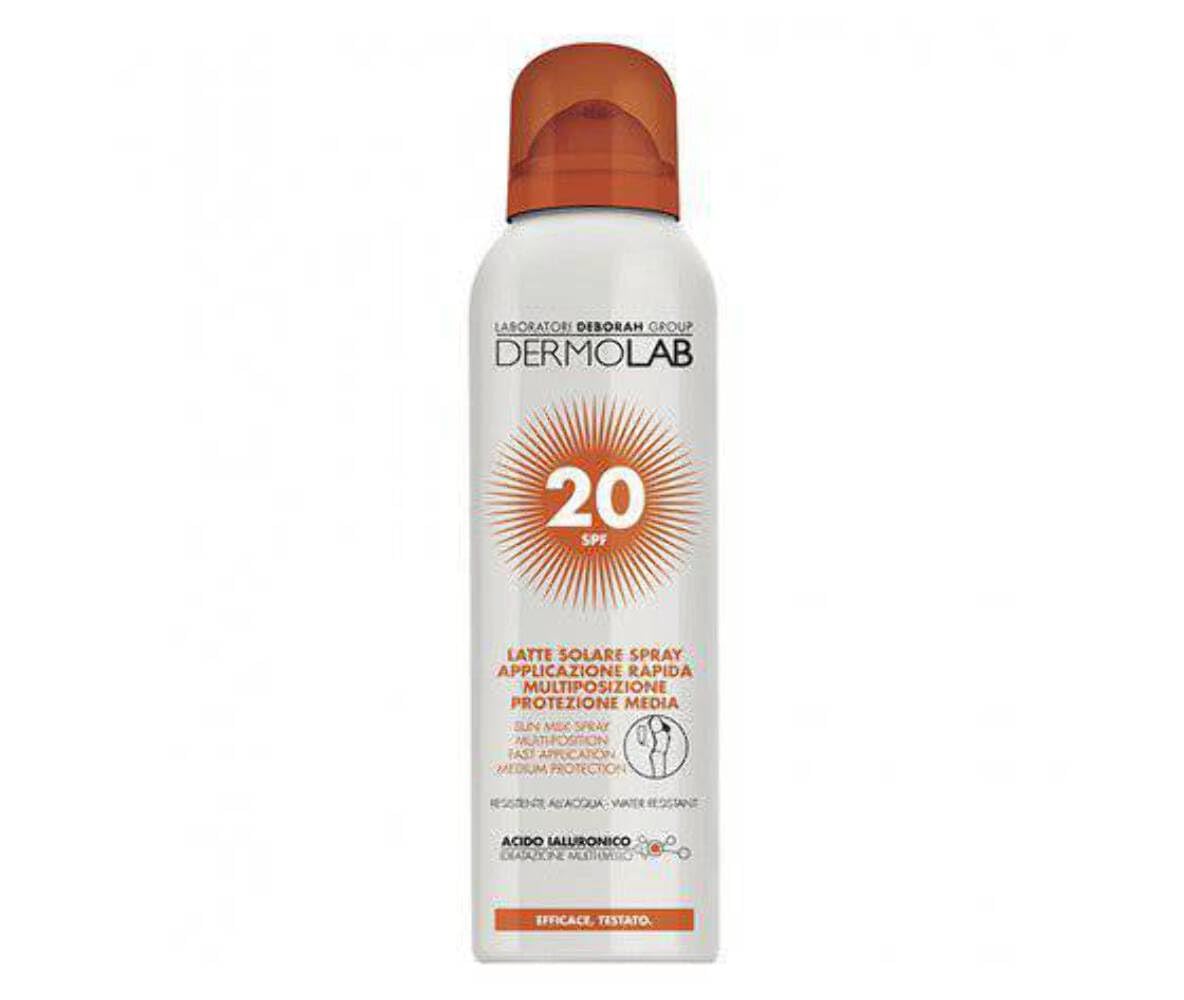 DERMOLAB SPF20 Sunscreen Milk Spray 150ml - Lightweight & Non-Greasy Facial & Body Sun Protection for Daily Use - Perfect for Beach, Pool & Outdoor Activities